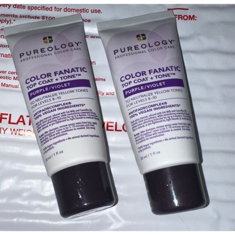 Pureology Color Fanatic Top Coat + Tone Purple Violet Duo Set of 2 hair gloss